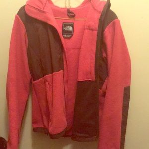 Pink and Brown North Face Fleece w/ hood